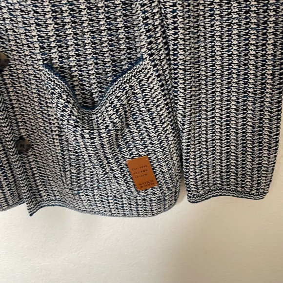 Scotch & Soda Amsterdam NWT Mens Knit Cardigan Size M Blue White Button Front - Picture 3 of 16